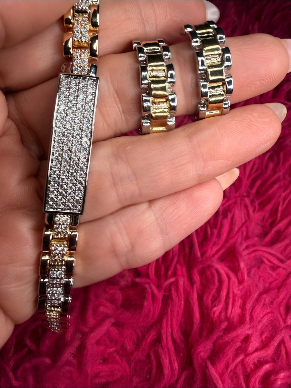 18K Brazilian Gold Filled CZ Bracelet & Hoop Earring Set | 7.5”
